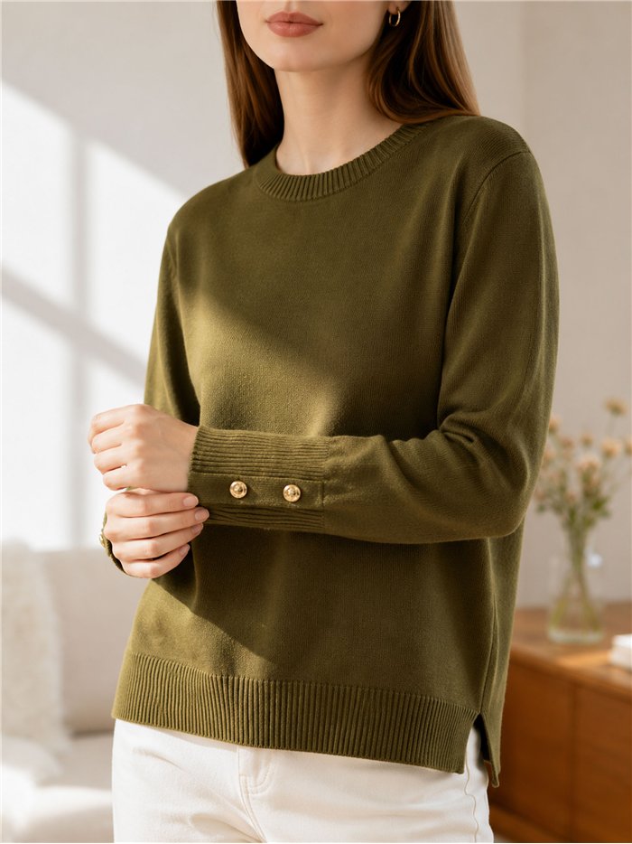 Jersey cuello redondo puño botones