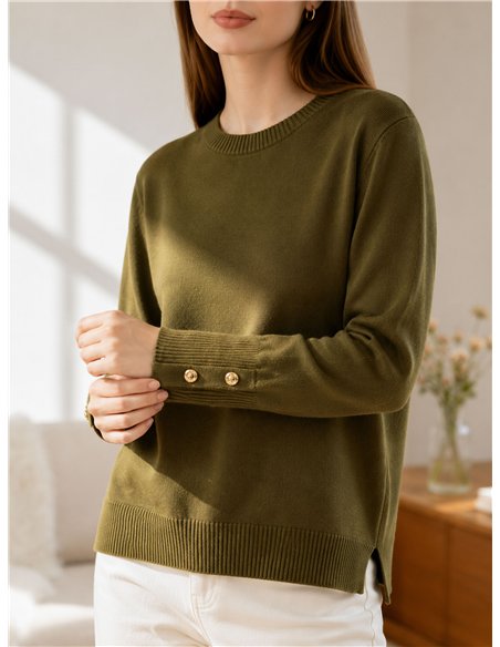 Jersey cuello redondo puño botones