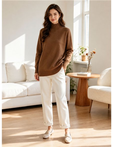 Oversize-Rollkragenpullover mit Knöpfen