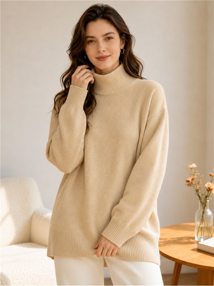 Relaxed high neck sweater