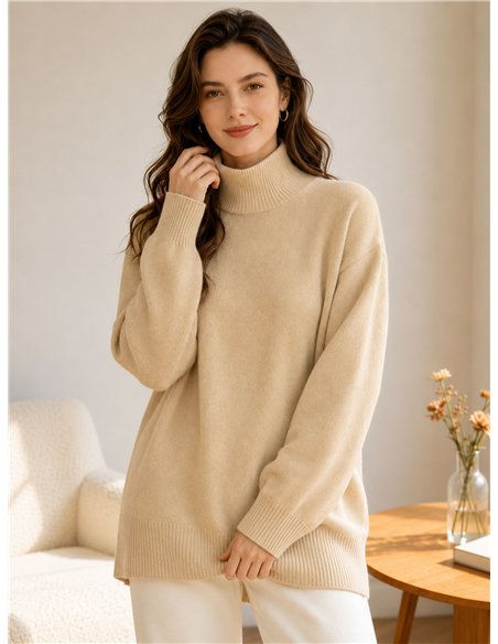 Relaxed high neck sweater