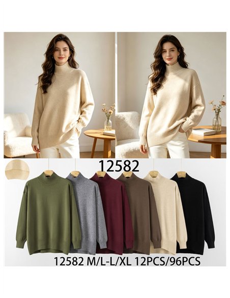 Relaxed high neck sweater