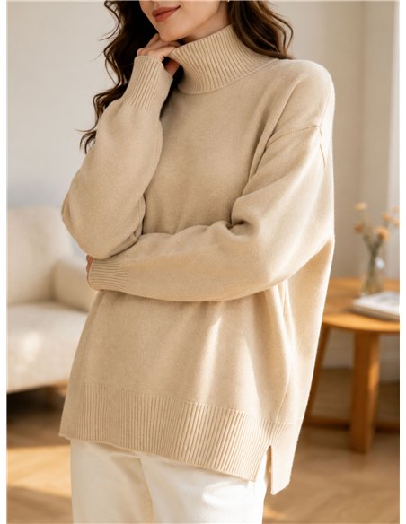Relaxed high neck sweater