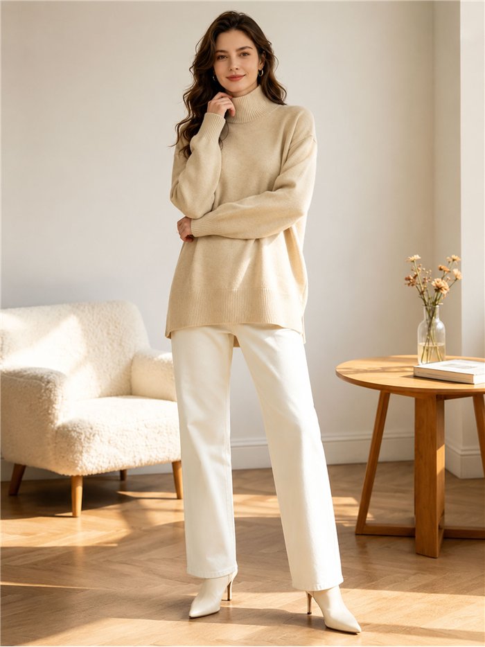 Relaxed high neck sweater
