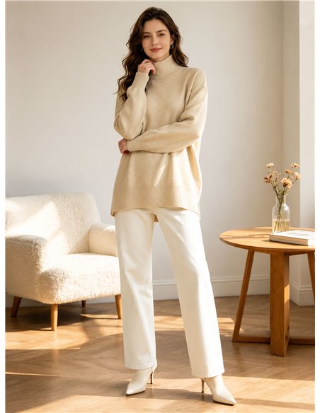 Relaxed high neck sweater