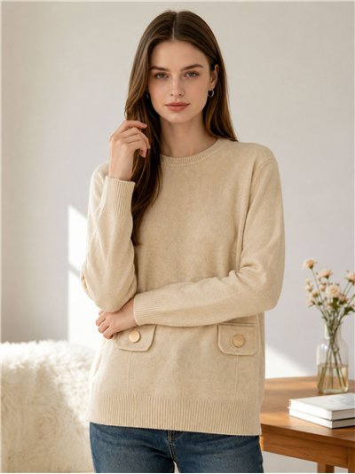 Pullover mit geknöpften Taschen