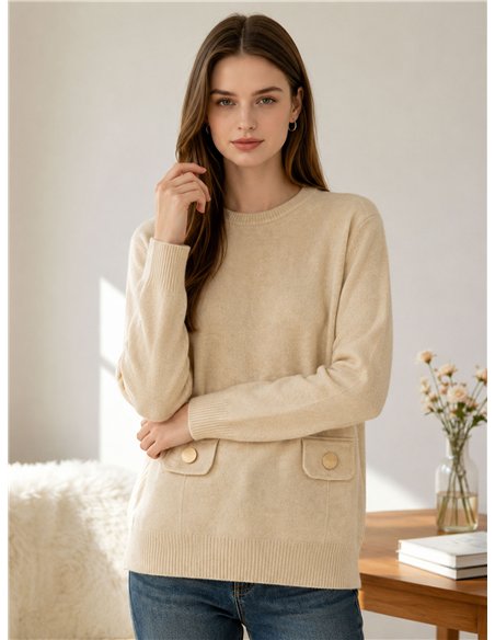 Pullover mit geknöpften Taschen