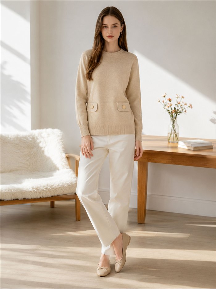 Pullover mit geknöpften Taschen