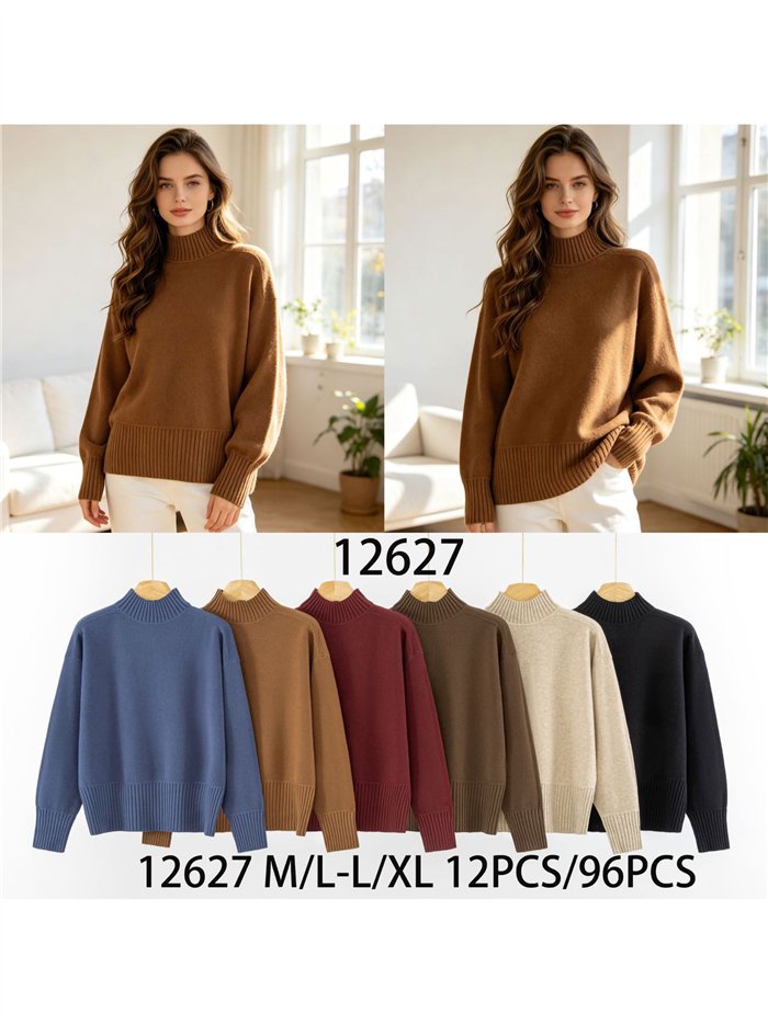 Jersey cuello vuelto acanalado