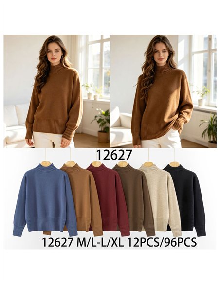 Jersey cuello vuelto acanalado