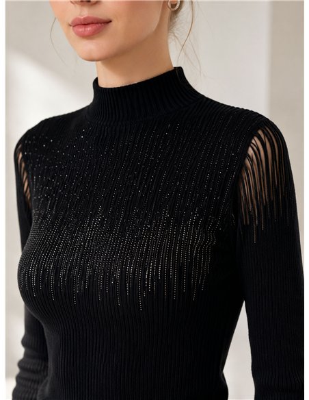 Maglia a coste con glitter sfumati