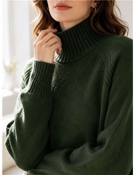 Pull à col roulé en maille brillante