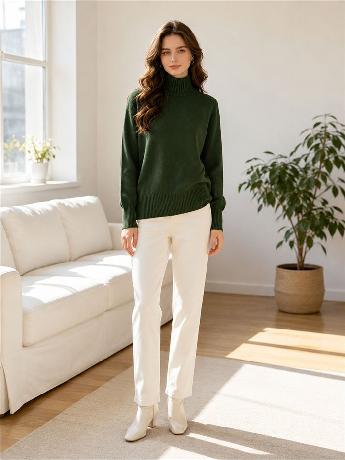 Pull à col roulé en maille brillante