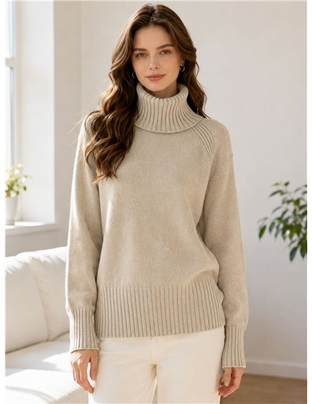 Shimmer raglan roll neck sweater