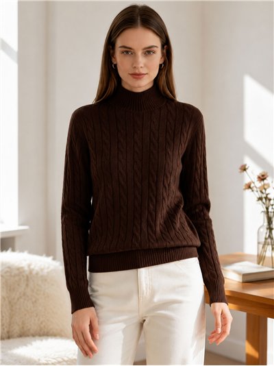 Jersey trenzado brillo cuello alto