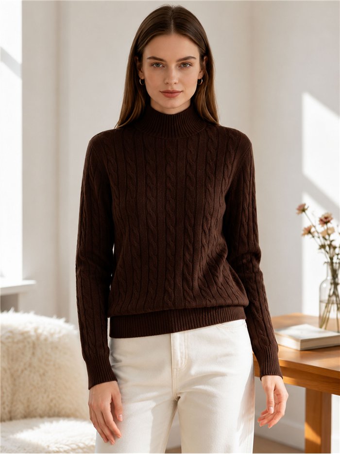 Jersey trenzado brillo cuello alto