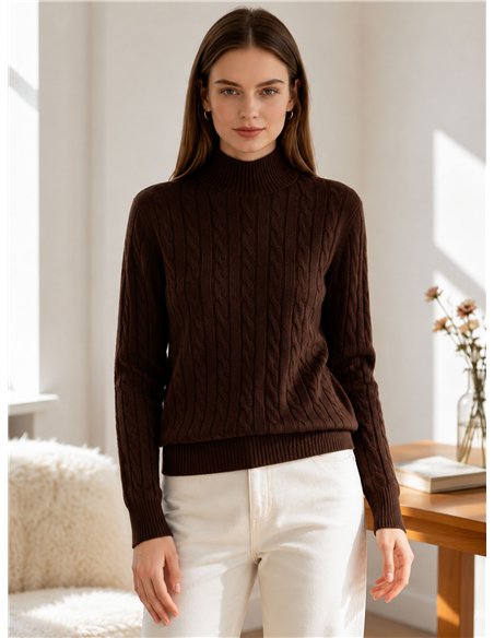 Jersey trenzado brillo cuello alto