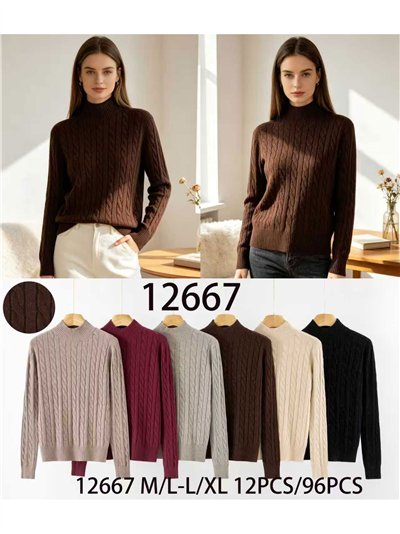 Jersey trenzado brillo cuello alto 2