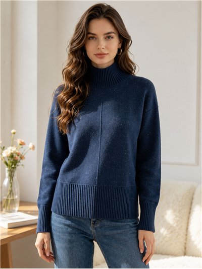 Jersey cuello alto brillo sutil