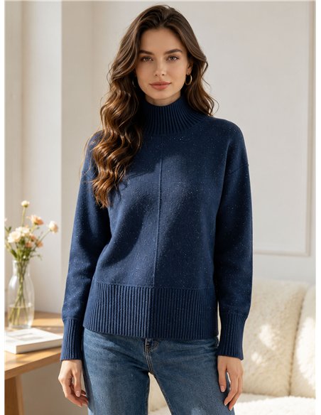 Jersey cuello alto brillo sutil