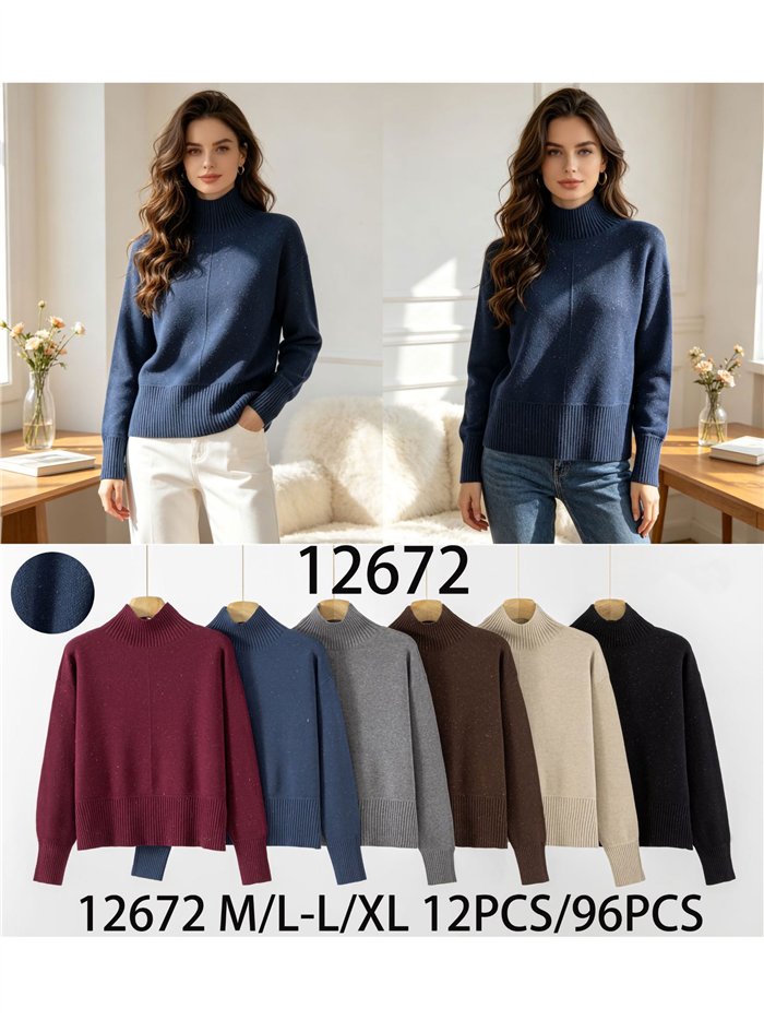 Jersey cuello alto brillo sutil