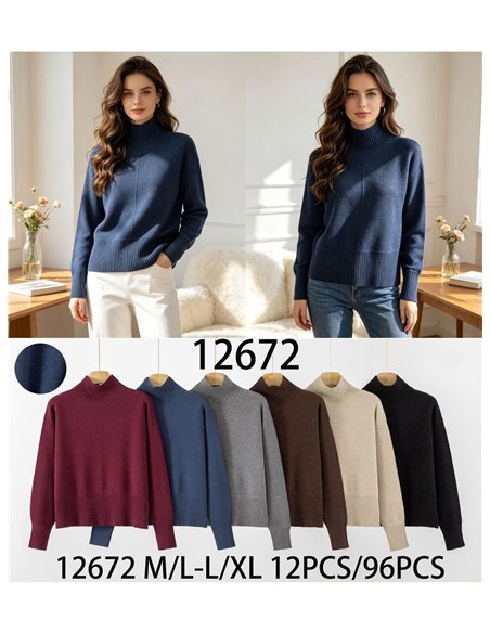 Jersey cuello alto brillo sutil