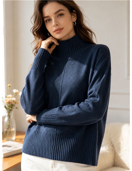 Jersey cuello alto brillo sutil