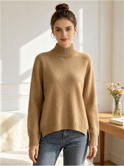 Jersey cuello subido hilo lentejuelas
