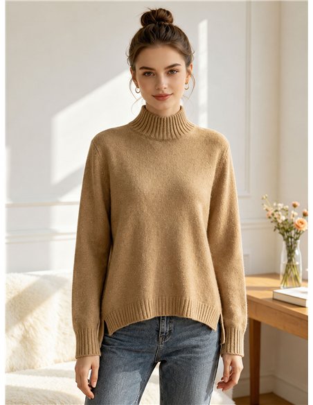 Jersey cuello subido hilo lentejuelas