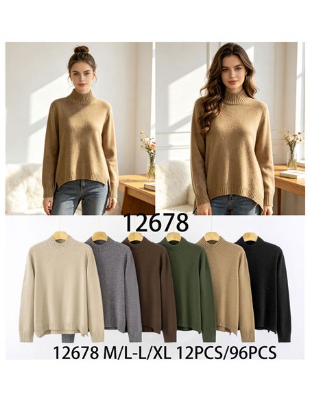Jersey cuello subido hilo lentejuelas