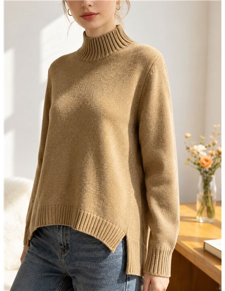 Jersey cuello subido hilo lentejuelas