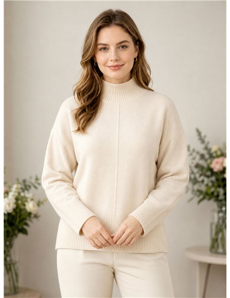 Jersey cuello subido costura central