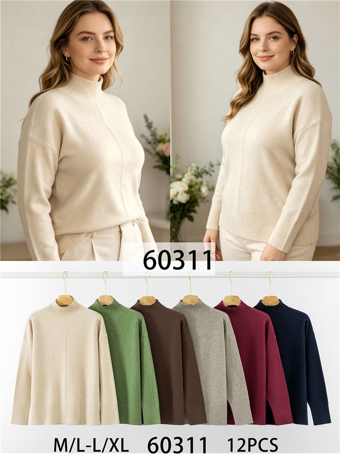 Jersey cuello subido costura central