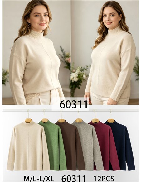 Jersey cuello subido costura central