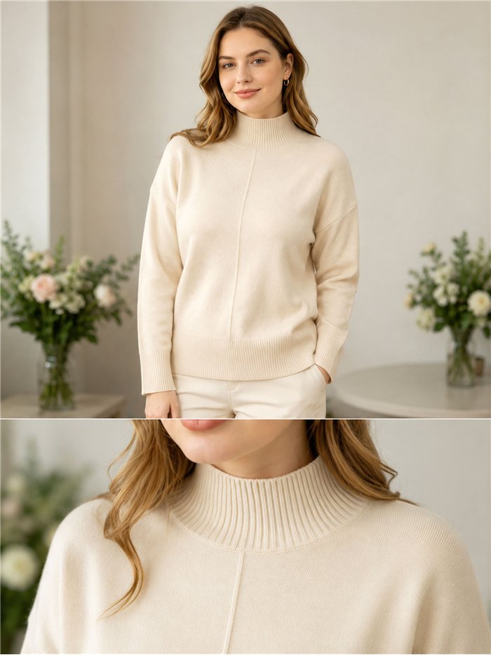 Jersey cuello subido costura central