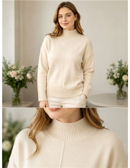 Jersey cuello subido costura central