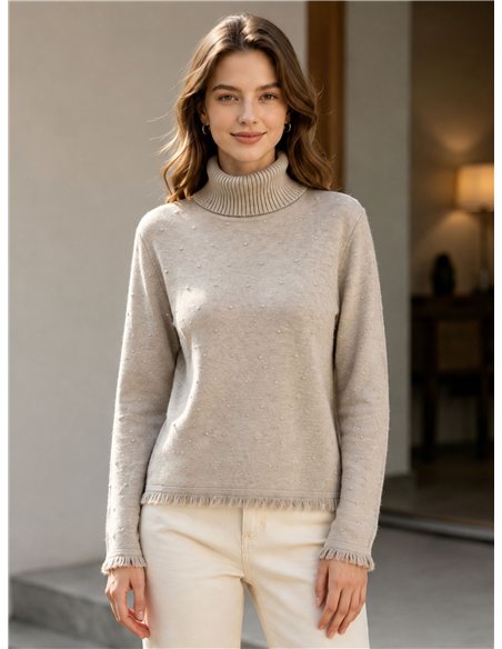Jersey cuello vuelto textura puntos