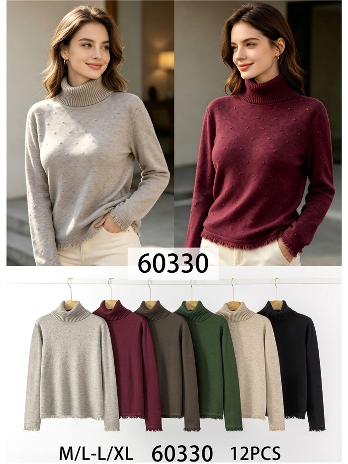 Jersey cuello vuelto textura puntos