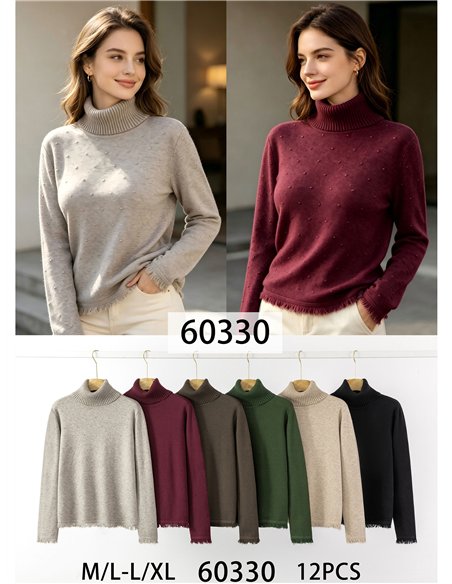 Jersey cuello vuelto textura puntos