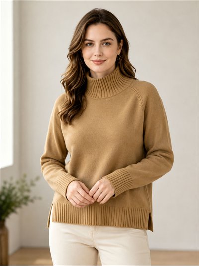 Jersey cuello alto aberturas laterales