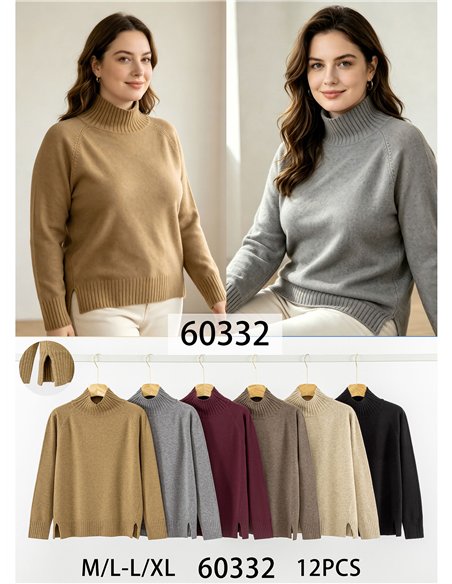 Jersey cuello alto aberturas laterales