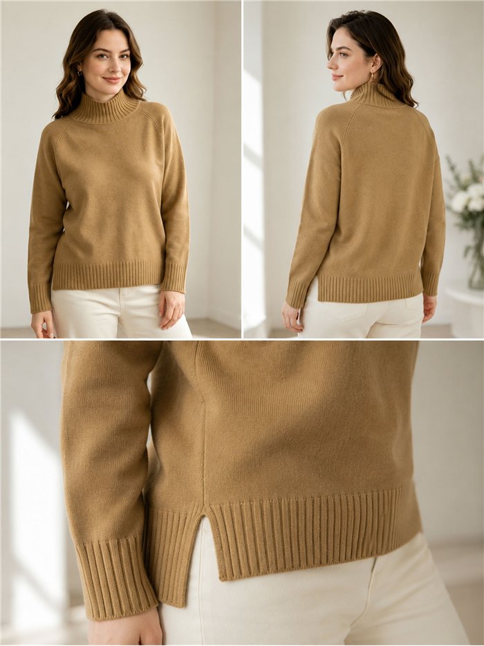 Jersey cuello alto aberturas laterales