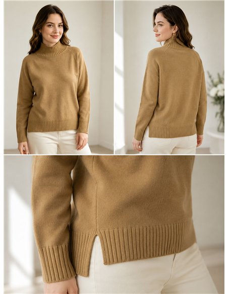 Jersey cuello alto aberturas laterales