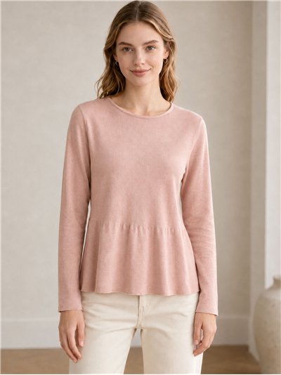 jersey péplum à maille fine