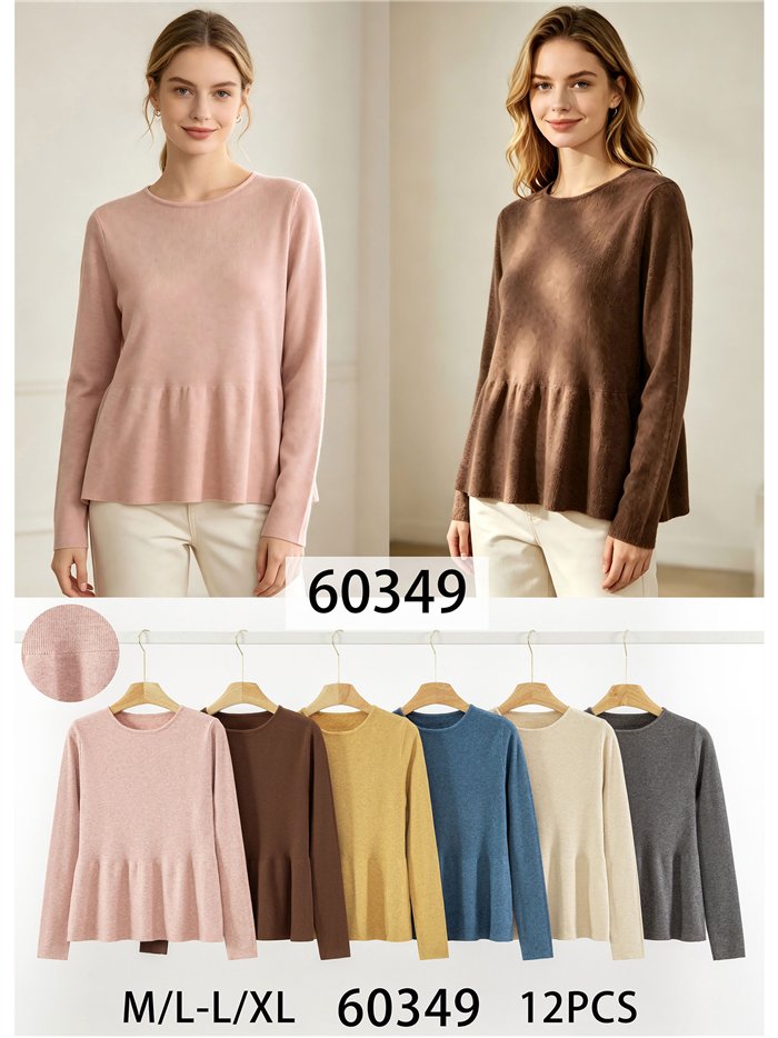 jersey péplum à maille fine