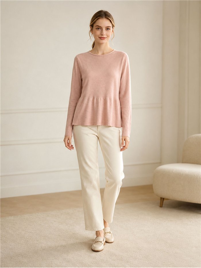 jersey péplum à maille fine