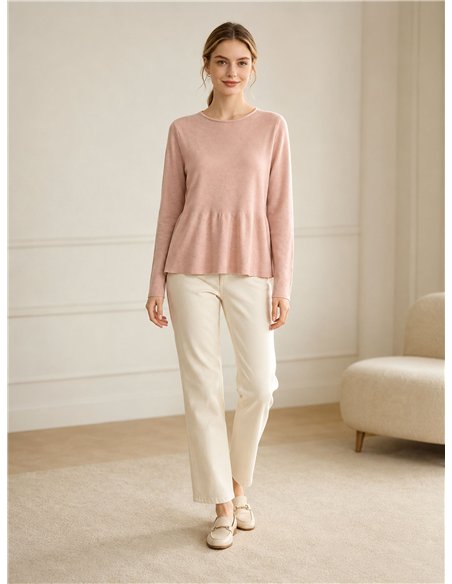 jersey péplum à maille fine