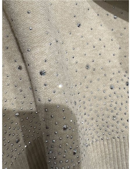 Jersey cuello alto strass degradado