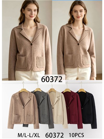 Knit blazer with ribbed pockets 2