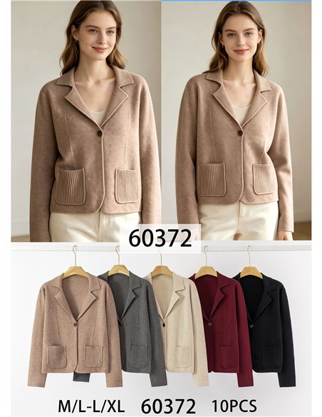 Knit blazer with ribbed pockets